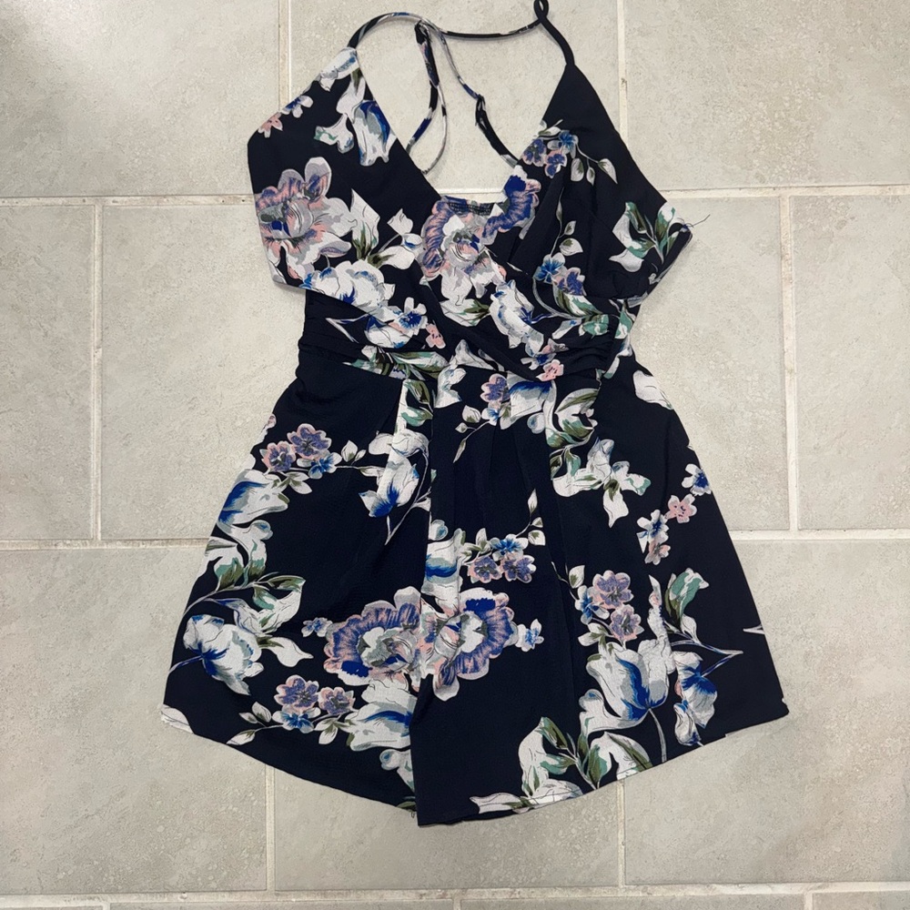 Fashion Nova Navy Floral Jumpsuit